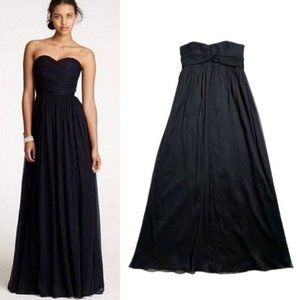 JCREW Black Silk Georgette Evening Gown Maxi Dress 10
